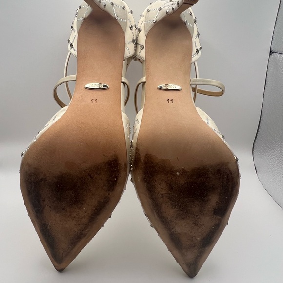 Badgley Mischka Strappy Cream Heels with Silver Accents Size 11 Women’s - Picture 7 of 14